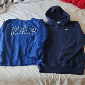 Girls GAP and Nike Navy Blue Sweatshirts